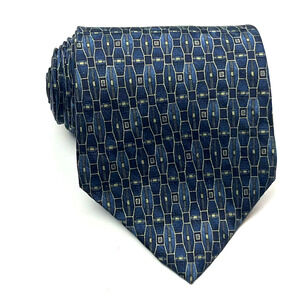Zylos George Machado Men's 100% Silk Necktie Geometric Blue Tie Made in the USA!
